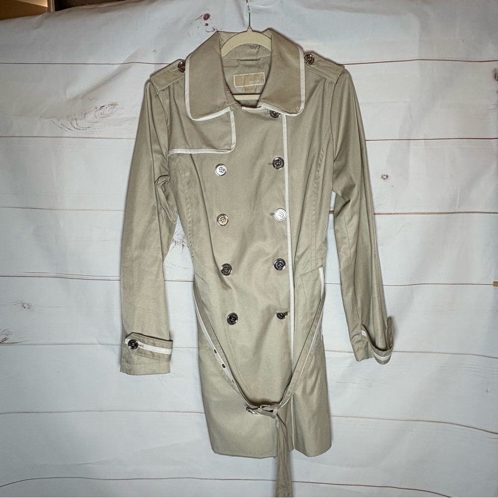 Michael Kors Beige Double-Breasted Trench Coat